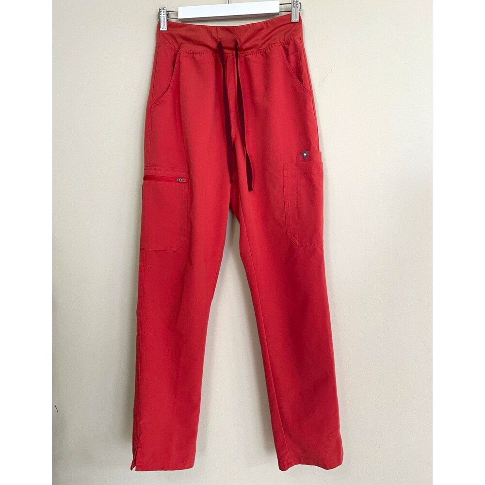 FIGS Women's High-Rise Slim Scrub Pant straight ankle hems cargo pocket Size S
